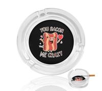 You Bacon Me Crazy Round Glass Ashtray Washable Simple Ash Trays