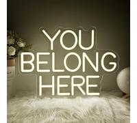 You Belong HERE Neon Light Sign Warm White LED Sign for Wall Decoration Neon Light Lettering Lamp USB Dimmable for Home Birthday Wedding Party Engagement Hotels Stores Decor