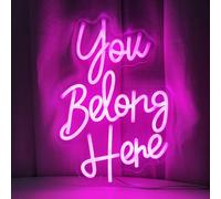 You Belong Here Neon Signs for Wall Decor, Dimmable LED Neon Signs for Bedroom, Custom Inspirational Quote LED Neon Light for Salon Bar Home Wall Decor Classroom Decor Party