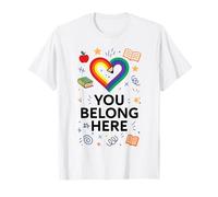 You Belong Here Rainbow Pencil Heart Pride Teacher LGBTQ+ T-Shirt