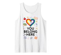 You Belong Here Rainbow Pencil Heart Pride Teacher LGBTQ+ Tank Top