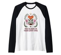 You Bloom In Your Own Time Positive Message Raglan Baseball Tee