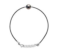 & YOU - Bracelet - Genuine 0.060 Carat Diamond - Genuine Tahitian Cultured Pearl - 925 Sterling Silver - Women's Jewellery, 18 cm, Diamond, white diamond