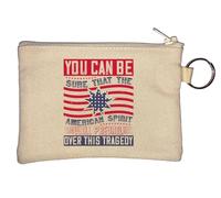 You can be Sure that the American Spirit Will Prevail Over This Tragedy Key Chain Coin Purse Beige