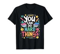 You Can Do Hard Things Teacher Motivational Classroom Value Graphic T-Shirt, Men, Black, XL