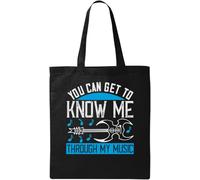You can get to Know me Through My Music Slogan Natural Ecological Cotton Tote Bag Black