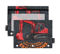 You Can Never Have Too Many Excavators Pencil pouching with Zipper with Clear Window Fabric Pencil case with Zipper Reinforced Grommets 3 Ringing Binder folders for Storing School Students Teacher