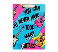 You Can Never Have Too Many Guitar clipboard Pocket Plastic for Personalized clipboards for Teachers Size 9 x 12 Silver