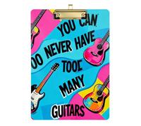 You Can Never Have Too Many Guitar clipboard Pocket Plastic for Personalized clipboards for Teachers Size 9 x 12 Gold