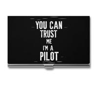 You Can Trust Me I'm A Pilots Business Card Wallet Credit Card Holder Metal Square Small Pocket Purse