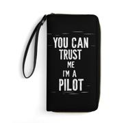 You Can Trust Me I'm A Pilots Wristlet Clutch Wallet Purse | Women' Credit Card Holder with Hand Strap