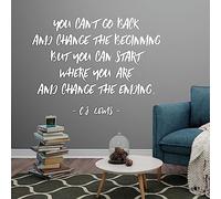 You Cannot go Back and Change The Beginning... - C.S Lewis - Wall Sticker Quote [Medium] [White]