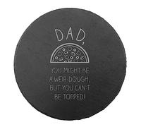 ‘You Can't Be Topped!’ Round Slate Chopping Board - Funny Fathers Day Presents - Birthday Gift for Dad from Kids - Chef Gifts for Men - Pizza Boarding Platter (Slate)