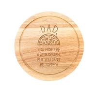 ‘You Can't Be Topped!’ Round Wooden Chopping Board - Funny Fathers Day Presents - Birthday Gift for Dad from Kids - Chef Gifts for Men - Pizza Boarding Platter (Wood)