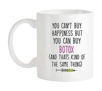 You Can't Buy Happiness But You Can Buy Botox, Funny Botox Coffee Mug, 11 Oz Novelty Ceramic Coffee Mug Drinking Cup, Whiteinspirational Birthday C4Gifts for Friends, Coworkers, Him Her Dad Mom