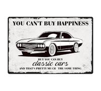 You Can't Buy Happiness But You Can Buy Classic Cars Garage Vintage Metal Tin Sign Retro Wall Art Poster for Home Man Cave, Cafe Bar Wall Decor 7.9 x 11.9 Inch