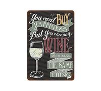 You Can't Buy Happiness But You Can Buy Wine Kitchen Print Kitchen Art Inspiration Funny Vintage Metal Tin Sign For Bedroom Living Room Kitchen Yard Garden Wall Decor Gift 12 x 8 Inch