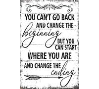 You Can'T Go Back And Change The Beginning But You Can Change The Ending Inspirational Wall Decor Kitchen Decor Wall Decor Poster Metal Sign 8X12 Inches