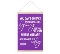 You Can'T Go Back And Change The The Beginning Motivational Quote Canvas Poster Retro Style Wall Art Prints Wood Frame Home Aesthetic 12x18inch