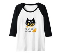 You Can't Have just one - Cute Cat Snack Humor Raglan Baseball Tee, Women, Black/White, XL