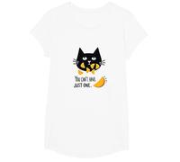 You Can't Have just one - Cute Cat Snack Humor T-Shirt, Girls, White, Medium