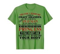 You Can't Scare Me I Have A Crazy Grandpa T-Shirt, Men, Grass Green, Medium