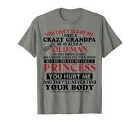 You Can't Scare Me I Have A Crazy Grandpa T-Shirt, Men, Olive Heather, Large