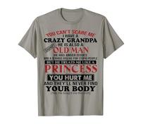 You Can't Scare Me I Have A Crazy Grandpa T-Shirt, Men, Slate Grey, Small