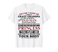 You Can't Scare Me I Have A Crazy Grandpa T-Shirt, Men, White, 5X-Large