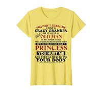 You Can't Scare Me I Have A Crazy Grandpa T-Shirt, Women, Lemon Yellow, X-Small