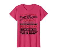 You Can't Scare Me I Have A Crazy Grandpa T-Shirt, Women, Red Heather, X-Large