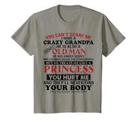 You Can't Scare Me I Have A Crazy Grandpa T-Shirt, Youth, Slate Grey, Large