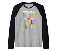 You Can't Scare me I Teach Kindergarten Raglan Baseball Tee