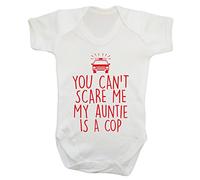 You Can't Scare me My Auntie is a cop Baby Vest Bodysuit Babygrow Red