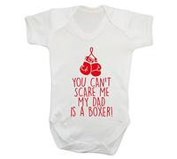 You Can't Scare me My dad is a Boxer Baby Vest Bodysuit Babygrow Boys Girls Unisex Red