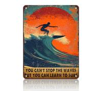 You Can't Stop The Waves But Can Learn To Surf Sign Funny Home Bar Cafe Kitchen Garage 8"x12"