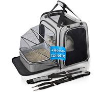 YOU DECIDE MUNICH Cat Transport Box [with Cat Litter] Cat Transport Bag Cat Bag Also Large Cats Cat Basket with Cat Litter Tray Cat Box Car Travel Foldable CAT'S Premium Suite LX Grey