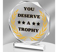 You Deserve A Trophy- Acrylic Sports Trophy Award Sports Day Match Gift Game Prize for Sports Meeting, Academic Competitions, Party Gifts, Kids Adults 4.72 x 4.72 Inch