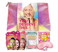 You Deserve This - Beauty and Skin Care Gift Set - 2 x Peel Off Face Mask, 1 x Clay Face Mask, 1 Pair x Undereye Patches, 1 x Sheet Face Mask, 1 x Sleep Mask, 1 x Pink Holographic Cosmetic Bag