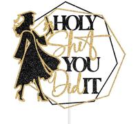 You Did It Cake Topper, 2026 Graduation Party Decorations, She Believed She Could So She Did, Class of 2026 Girls Graduation Decorations Black & Gold Glitter