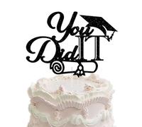 You Did It Cake Topper, Black Glitter Congrats Grad I am Done Cake Picks for 2024 Graduation Party Decorations