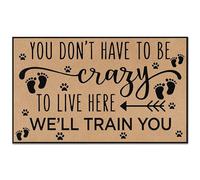 You Don't Have to Be Crazy to Live Here Funny Doormat,Family Home Decorative Welcome Doormat 36X24 In