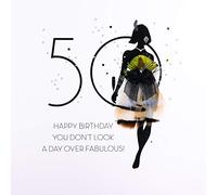 You Don't Look a Day Over Fabulous - Quality Handmade 50th Birthday Card / FOF17