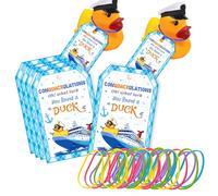 You found a duck Duck Tags, 50 Set Cruising Rubber Duck Tags, Cruise Duck Ducking Games Card, Blue Duck (2.3 x 3.5 inches), 100 Pieces