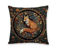 YOU FOUND ME William Morris Abstract Vintage Floral Velvet Fox Design Throw Pillow Covers Home Decor, Retro Art Deco Pillowcase Cushion Cover for Bed Sofa Living Room, Square 18x18inch (Fox)