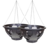 YouGarden Easy Fill Plastic Hanging Baskets 2 Pack - Size: 28cm - Black - Wilko