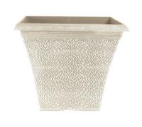 YouGarden April Powdered Beige Grey Square Plastic Planter, 36cm Container For Flowers