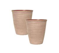 YouGarden Pair of Dune Powdered Brick Plastic Planters, 28cm Containers For Flowers
