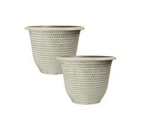 Yougarden Pair Of Parker Planters 30Cm Washed Taupe Garden Containers For Plants
