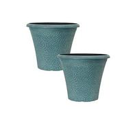 Yougarden Pair Of April Indigo Green Round Planters 14.5'' Containers For Flowers